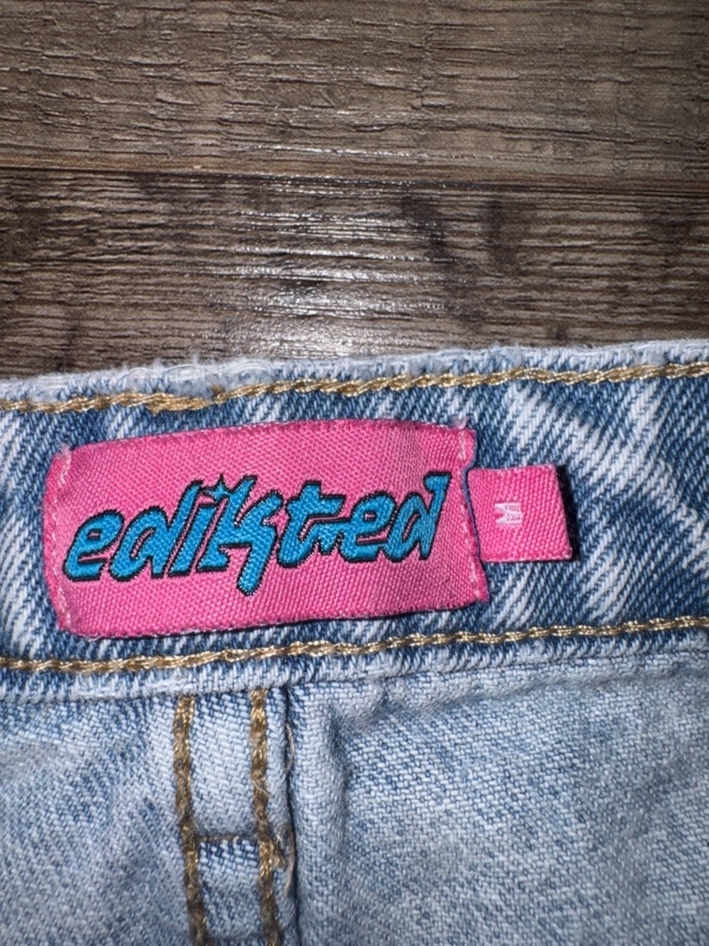 Edikted Distressed Wide Leg Jeans Light Wash High Rise Baggy Y2K Grunge M - Picture 4 of 8